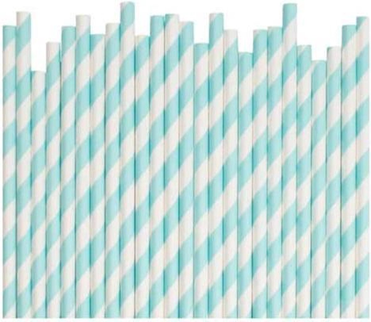 Doodadeals® | Papieren Rietjes | Kartonnen Rietjes | Paper Straws | Lichtblauw & Wit | 25 stuks | 20 cm